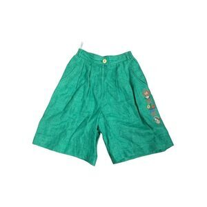 Julius lang vintage 100% linen high rise green Bermuda shorts 42 IT small